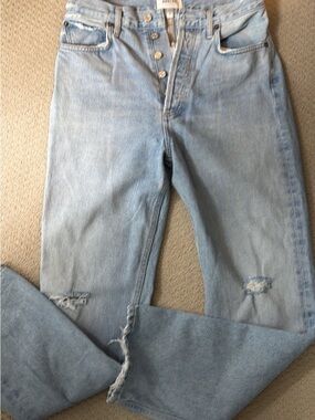 Agolde Light Wash Distressed Button-Fly Jeans